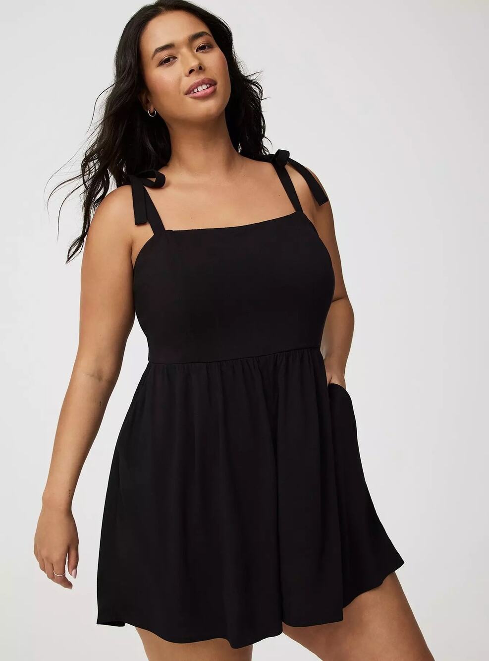 NWT Torrid Rayon Slub Tie-Strap Romper Black Size 2X (18-20)